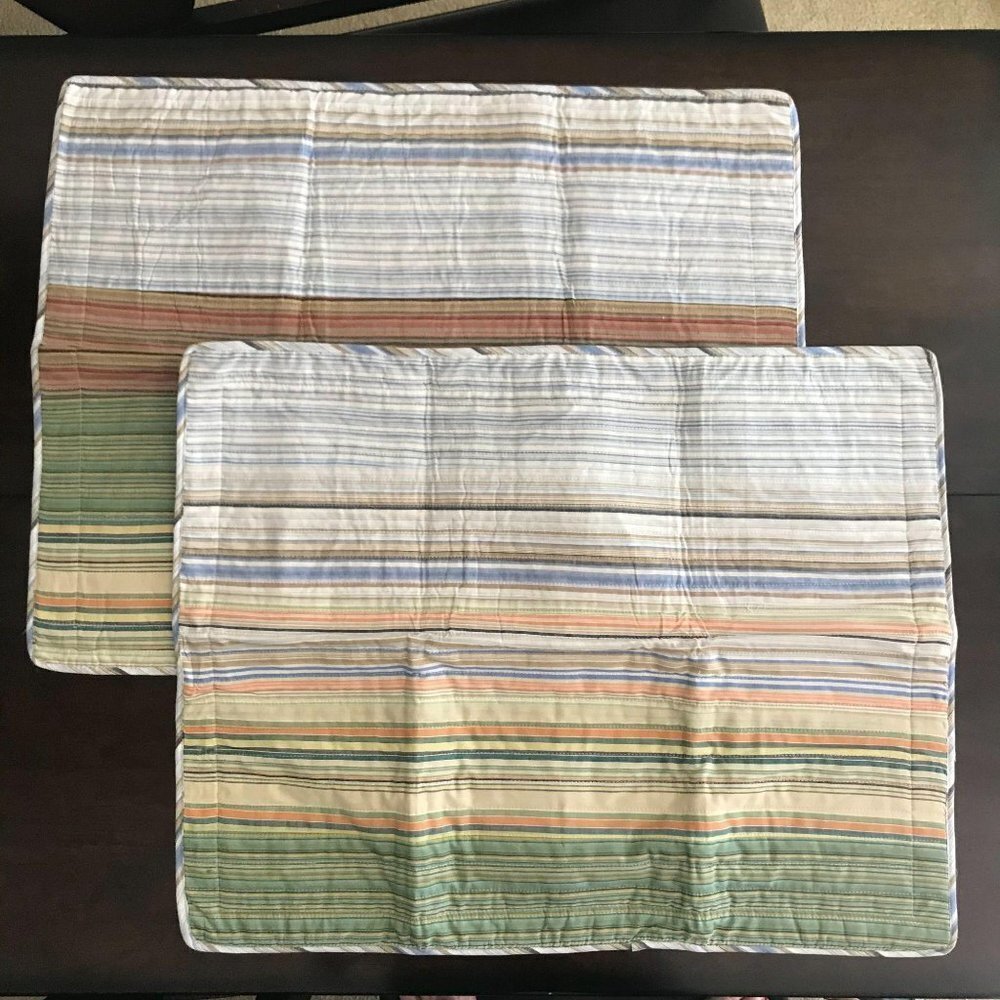 Set of 2 Neutral Stripe Standard Pillow Shams - Picture 10 of 10